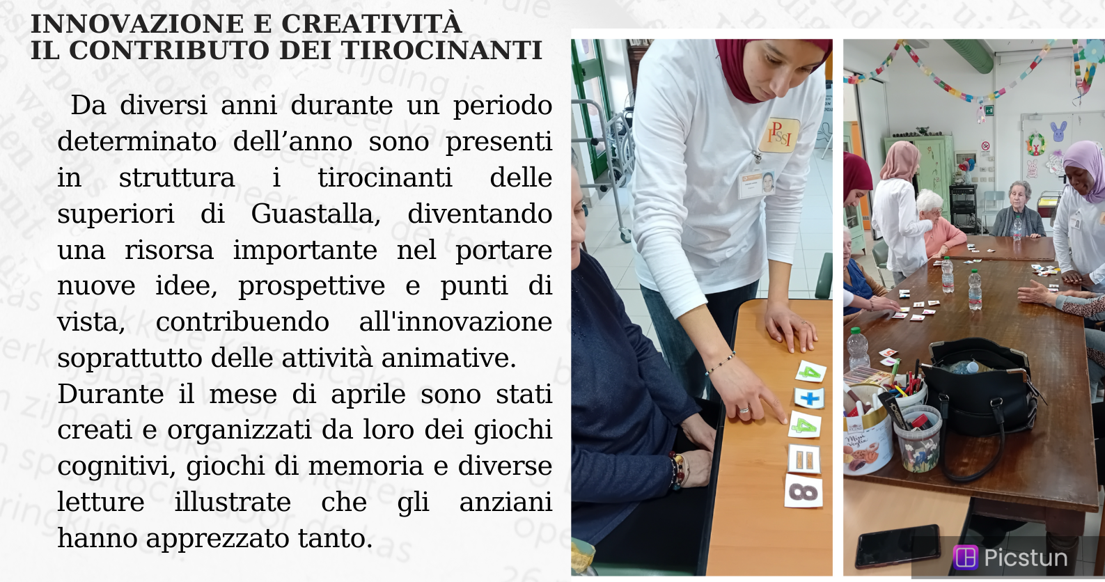 Il contributo dei tirocinanti al Felice Carri di Gualtieri