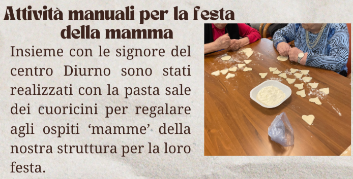 Attività manuali per la festa della Mamma al Felice Carri di Gualtieri